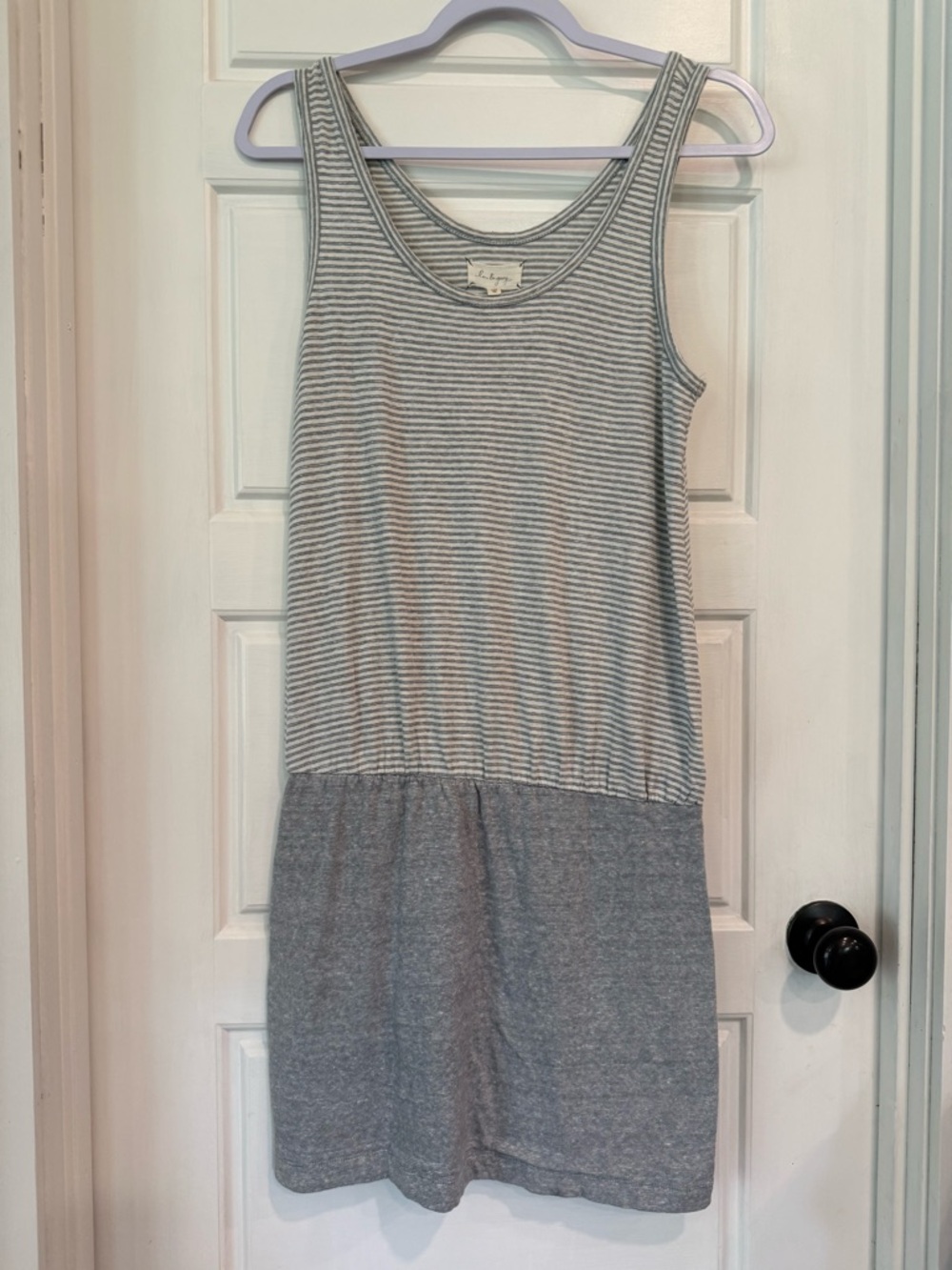 Lou & Grey Striped Tank Dress Gray White XS Casual Lounge Dress